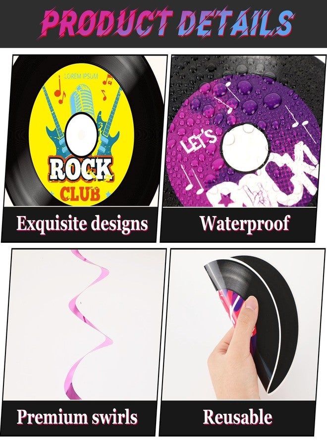ojustbeok 27pcs Rock Themed Party Decorations Set Born to Rock Music Banner Hanging Swirls and Honeycomb Centerpieces Music Theme Party Decor for Happy Birthday Kids Baby Shower Record Party Supplies Favor - Image 3